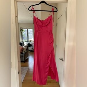 Reformation Marguerite Silk Midi Dress Size 6 Hot Pink